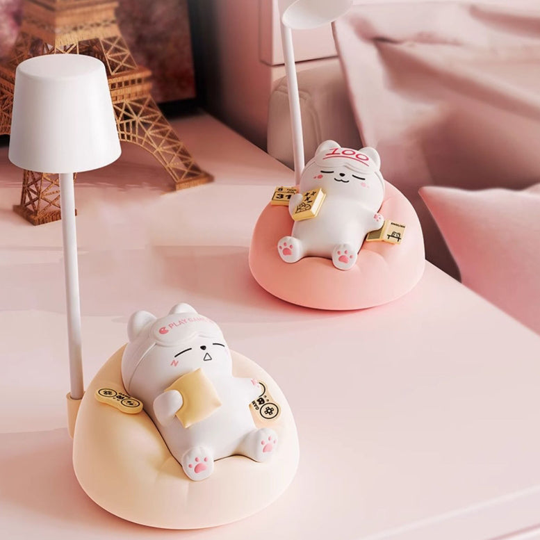 Lampe de table LED en forme de chat dormant rechargeable créative contemporaine en ABS PVC, veilleuse pour chevet 
