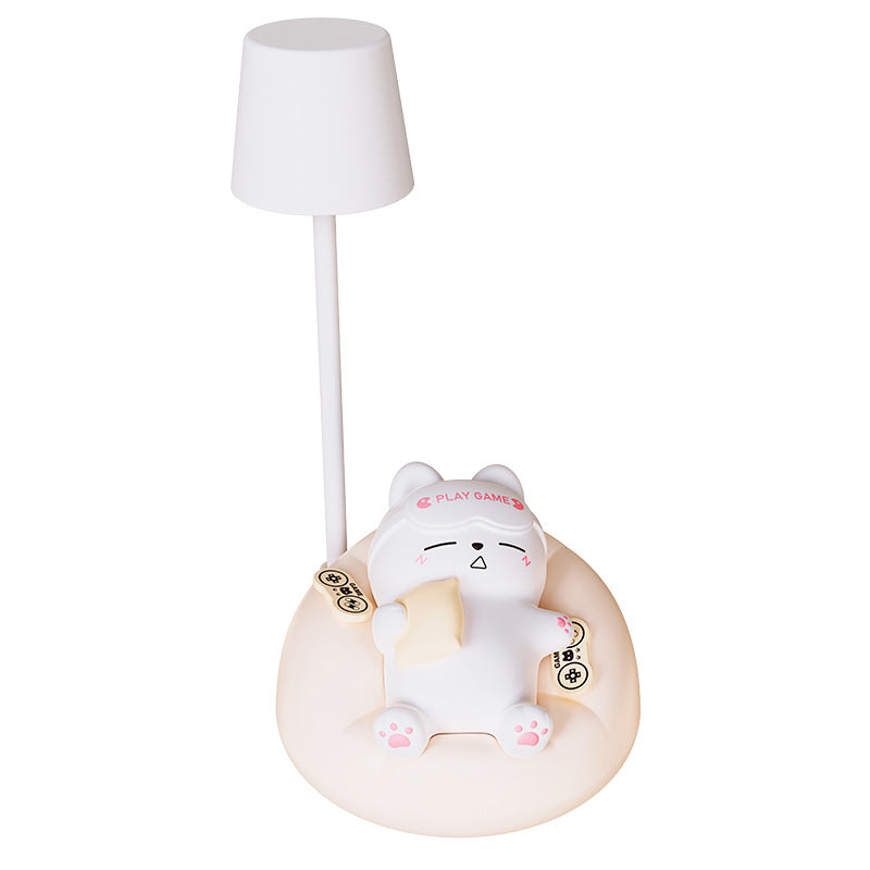 Lampe de table LED en forme de chat dormant rechargeable créative contemporaine en ABS PVC, veilleuse pour chevet 