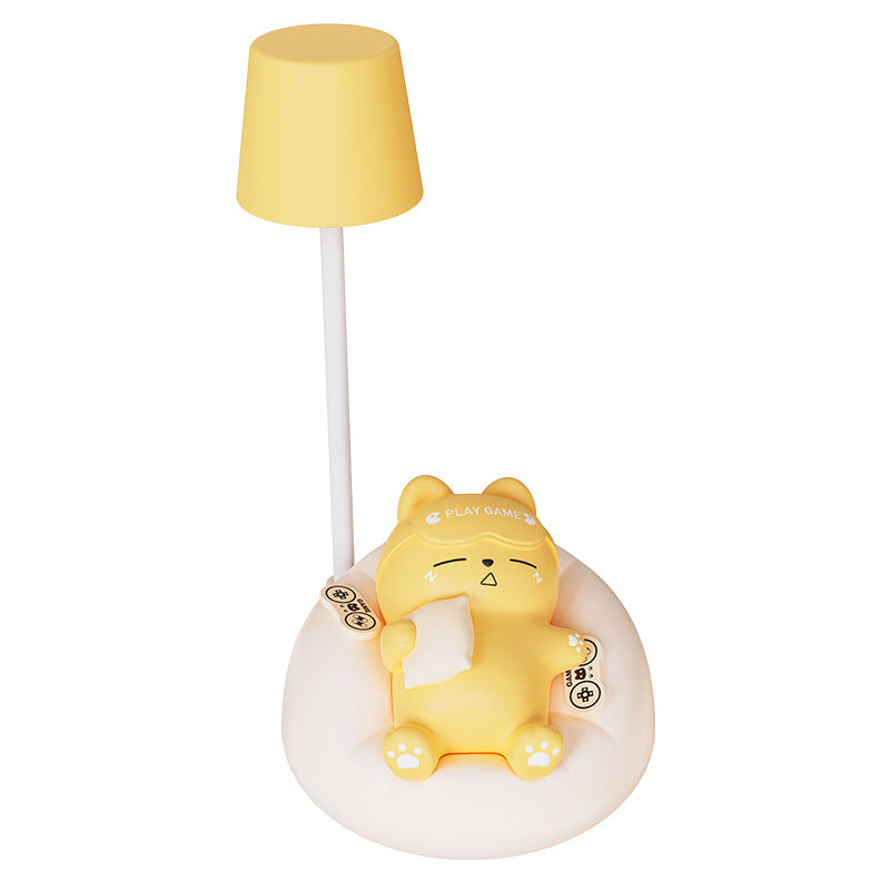 Lampe de table LED en forme de chat dormant rechargeable créative contemporaine en ABS PVC, veilleuse pour chevet 