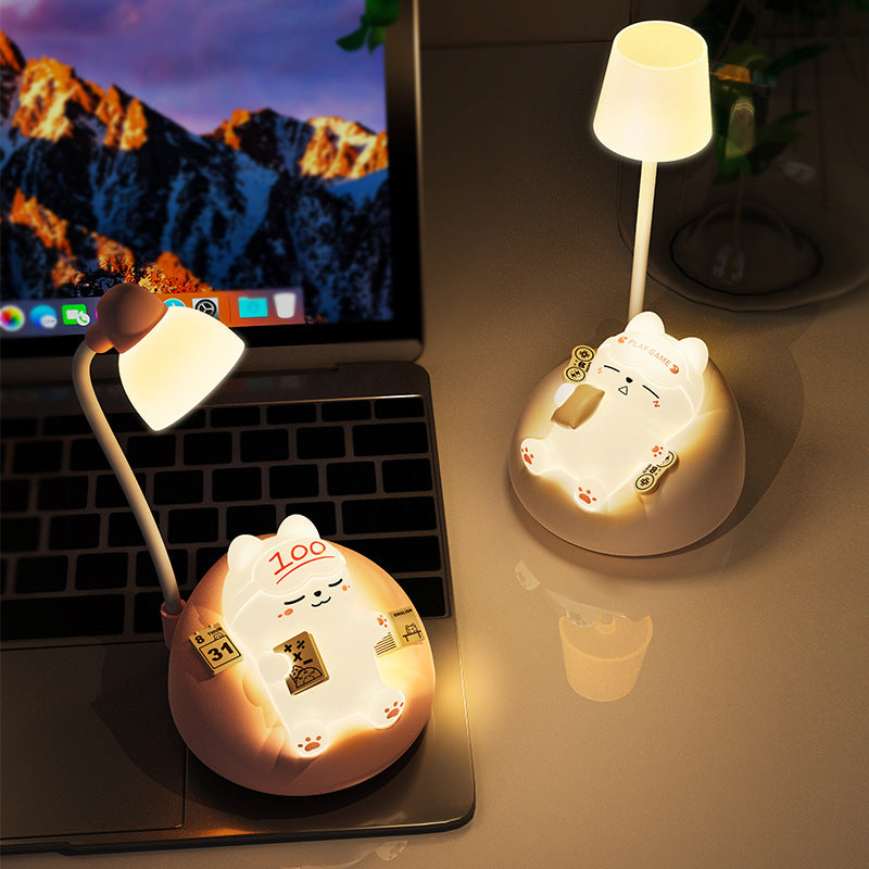 Lampe de table LED en forme de chat dormant rechargeable créative contemporaine en ABS PVC, veilleuse pour chevet 