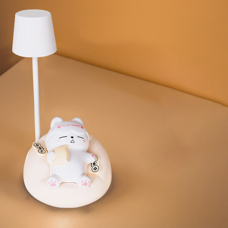 Lampe de table LED en forme de chat dormant rechargeable créative contemporaine en ABS PVC, veilleuse pour chevet 