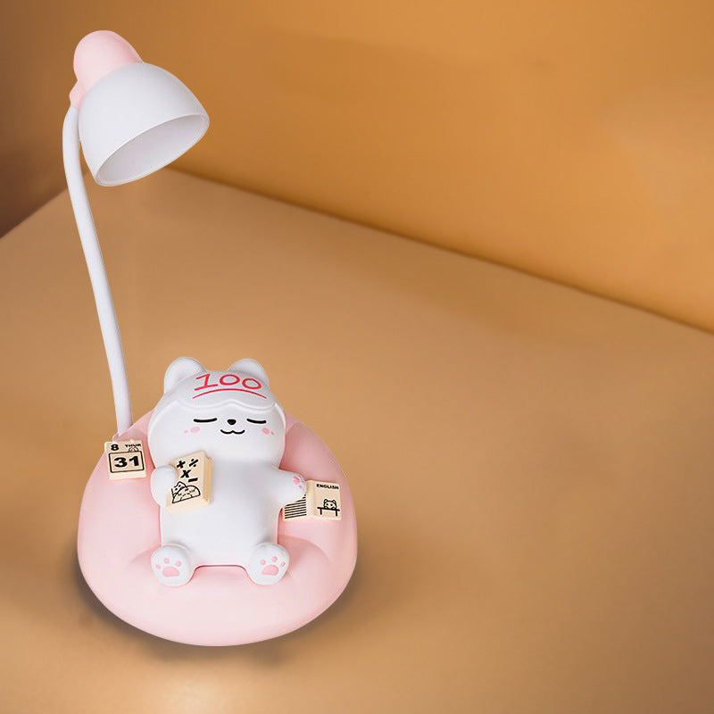 Lampe de table LED en forme de chat dormant rechargeable créative contemporaine en ABS PVC, veilleuse pour chevet 
