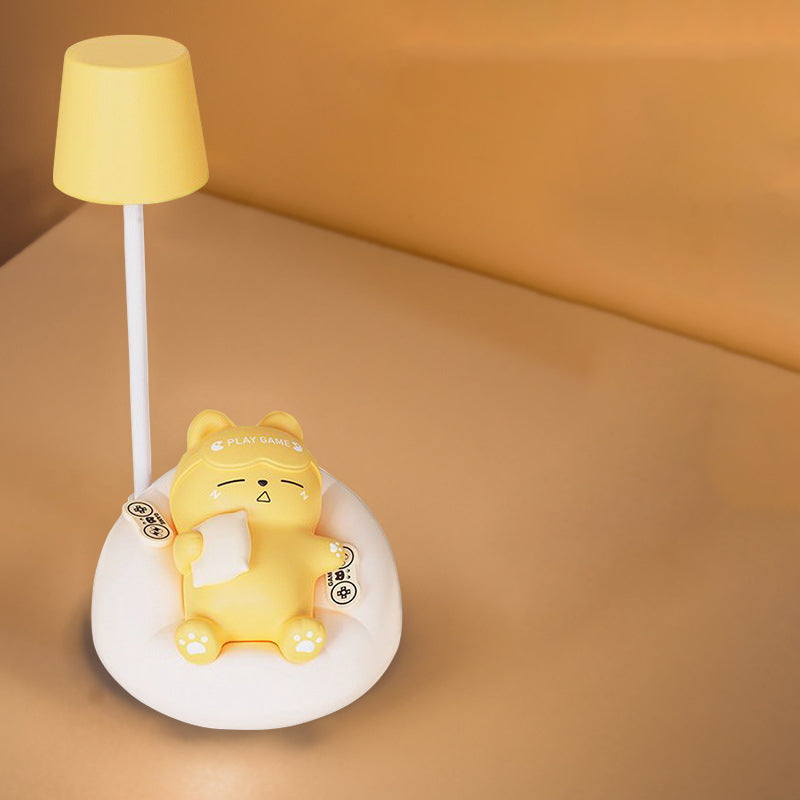 Lampe de table LED en forme de chat dormant rechargeable créative contemporaine en ABS PVC, veilleuse pour chevet 
