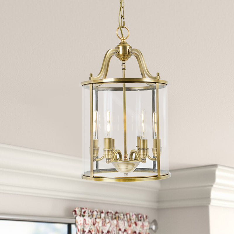 Moderne Mid-Century Kupfer Glas Runde Zylinder 6-Licht Kronleuchter für Wohnzimmer 