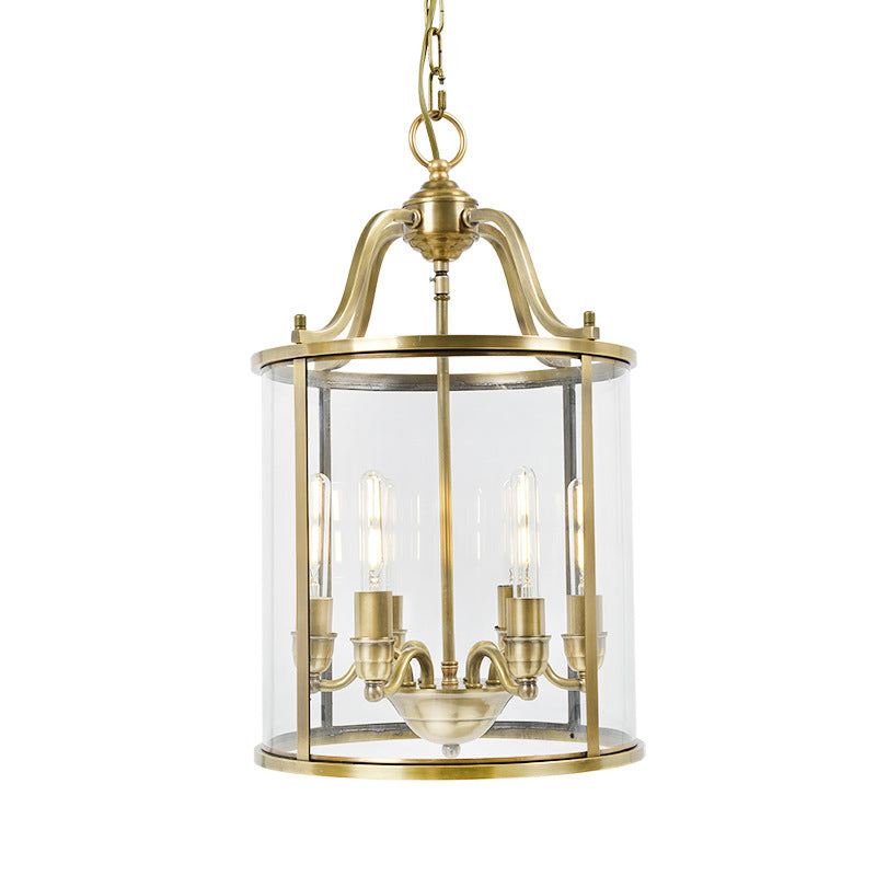 Lustres modernes en cuivre et verre cylindrique rond à 6 lumières de style milieu du siècle pour salon 