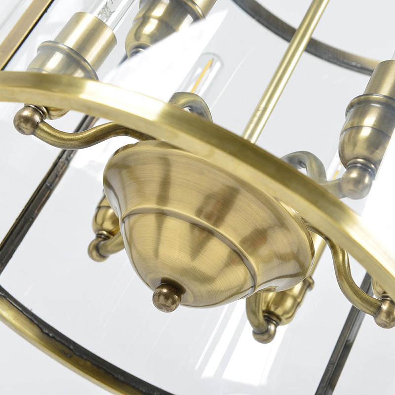 Moderne Mid-Century Kupfer Glas Runde Zylinder 6-Licht Kronleuchter für Wohnzimmer 