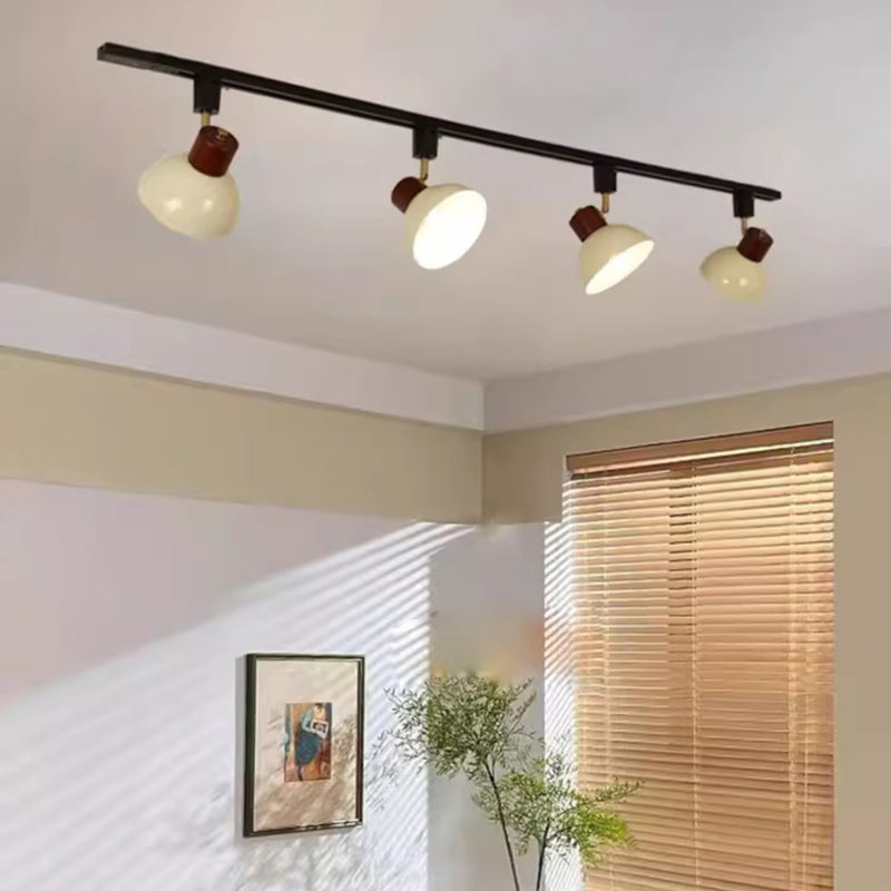 Zeitgenössische nordische Eisen-Holz-Schale Runde verstellbare 1/2/3/4/5 Licht-Schienenbeleuchtung Halbeinbau-Deckenleuchte für Esszimmer 