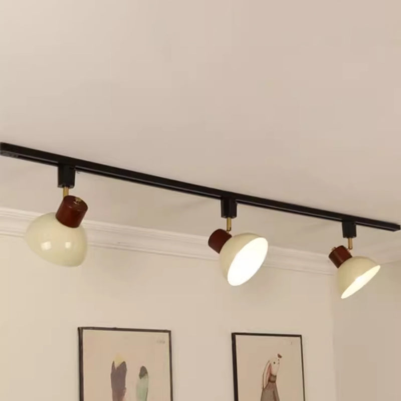 Zeitgenössische nordische Eisen-Holz-Schale Runde verstellbare 1/2/3/4/5 Licht-Schienenbeleuchtung Halbeinbau-Deckenleuchte für Esszimmer 
