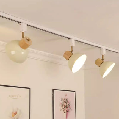 Zeitgenössische nordische Eisen-Holz-Schale Runde verstellbare 1/2/3/4/5 Licht-Schienenbeleuchtung Halbeinbau-Deckenleuchte für Esszimmer 