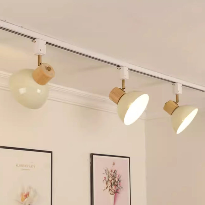Zeitgenössische nordische Eisen-Holz-Schale Runde verstellbare 1/2/3/4/5 Licht-Schienenbeleuchtung Halbeinbau-Deckenleuchte für Esszimmer 