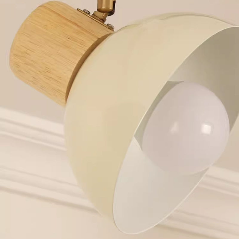Zeitgenössische nordische Eisen-Holz-Schale Runde verstellbare 1/2/3/4/5 Licht-Schienenbeleuchtung Halbeinbau-Deckenleuchte für Esszimmer 