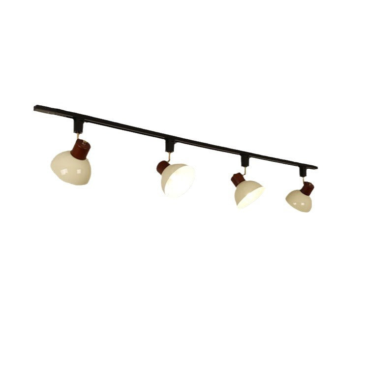 Zeitgenössische nordische Eisen-Holz-Schale Runde verstellbare 1/2/3/4/5 Licht-Schienenbeleuchtung Halbeinbau-Deckenleuchte für Esszimmer 