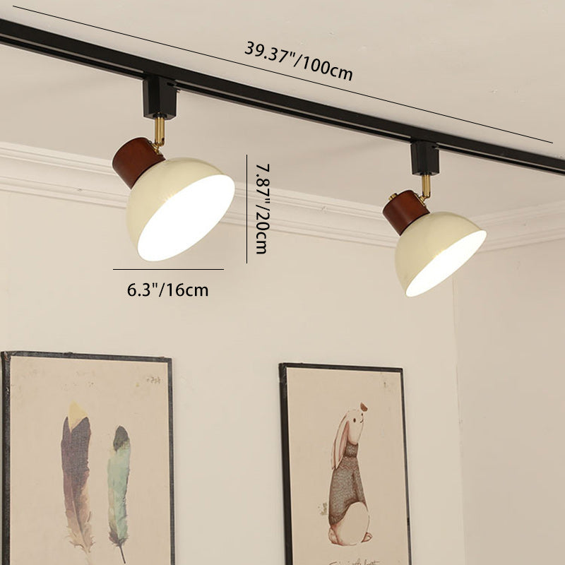 Zeitgenössische nordische Eisen-Holz-Schale Runde verstellbare 1/2/3/4/5 Licht-Schienenbeleuchtung Halbeinbau-Deckenleuchte für Esszimmer 