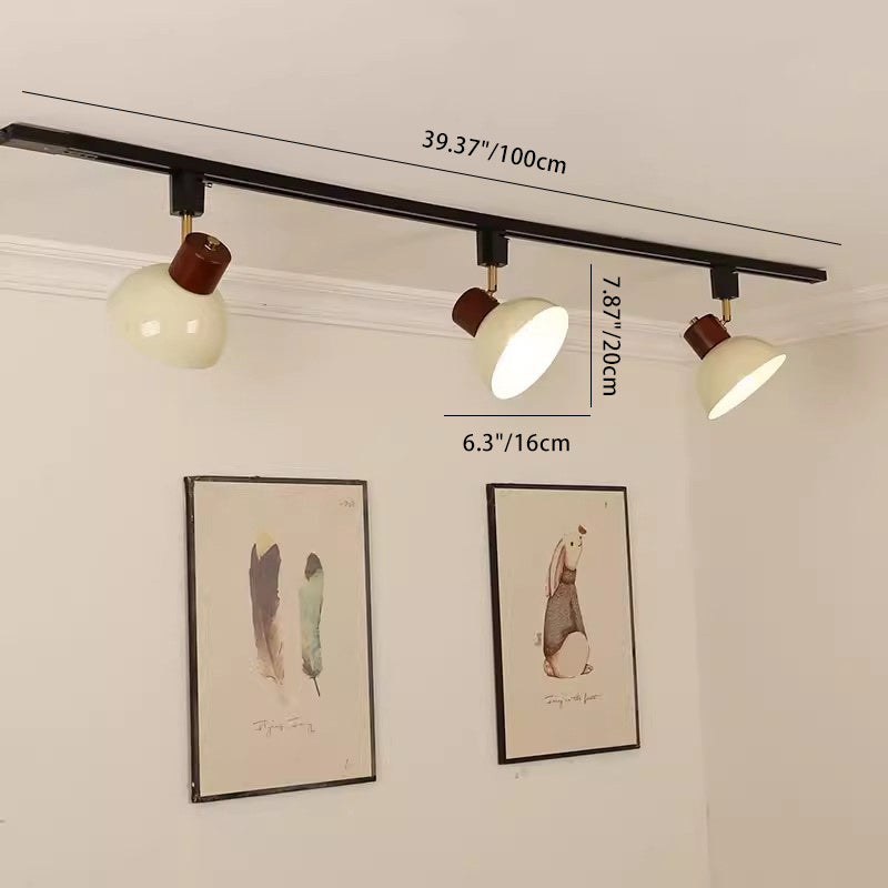 Zeitgenössische nordische Eisen-Holz-Schale Runde verstellbare 1/2/3/4/5 Licht-Schienenbeleuchtung Halbeinbau-Deckenleuchte für Esszimmer 