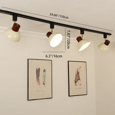 Zeitgenössische nordische Eisen-Holz-Schale Runde verstellbare 1/2/3/4/5 Licht-Schienenbeleuchtung Halbeinbau-Deckenleuchte für Esszimmer 