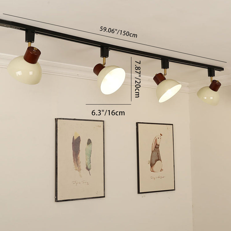 Zeitgenössische nordische Eisen-Holz-Schale Runde verstellbare 1/2/3/4/5 Licht-Schienenbeleuchtung Halbeinbau-Deckenleuchte für Esszimmer 