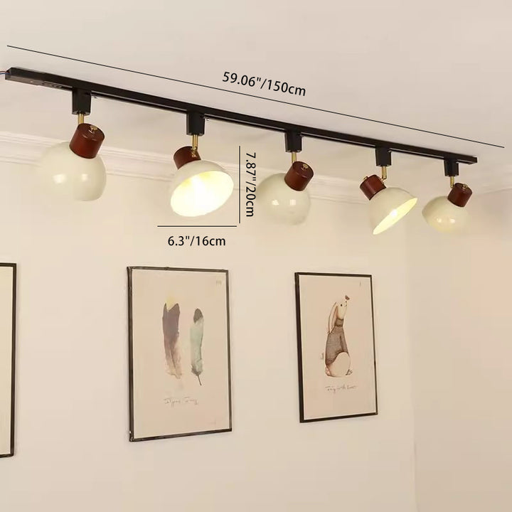 Zeitgenössische nordische Eisen-Holz-Schale Runde verstellbare 1/2/3/4/5 Licht-Schienenbeleuchtung Halbeinbau-Deckenleuchte für Esszimmer 