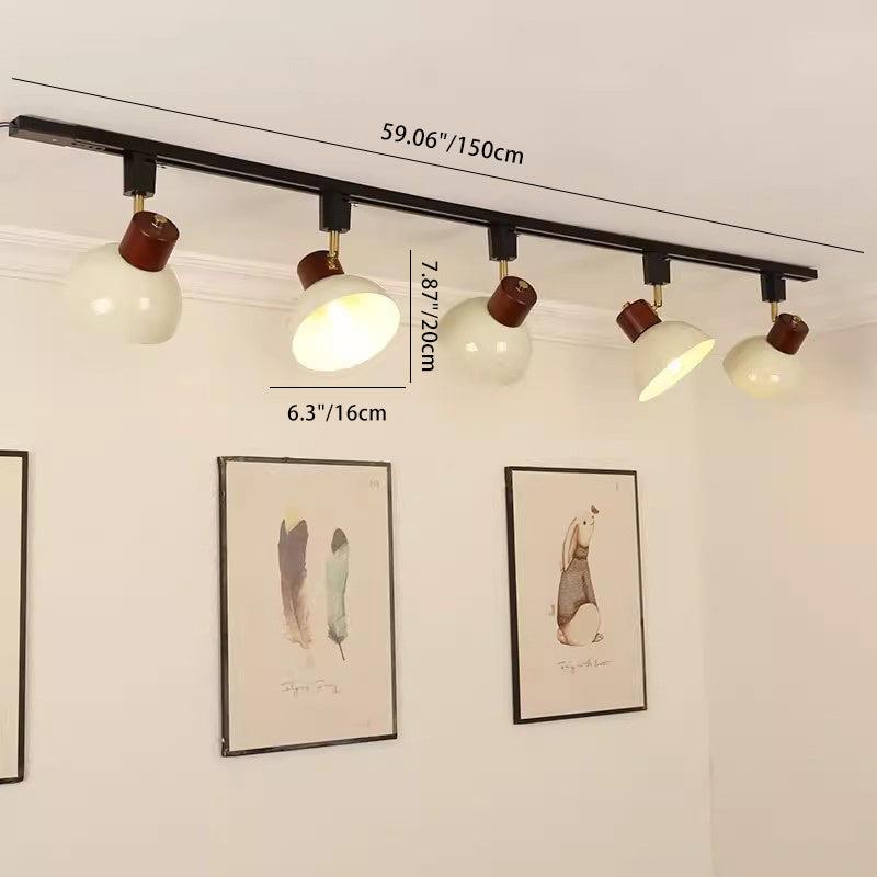 Zeitgenössische nordische Eisen-Holz-Schale Runde verstellbare 1/2/3/4/5 Licht-Schienenbeleuchtung Halbeinbau-Deckenleuchte für Esszimmer 