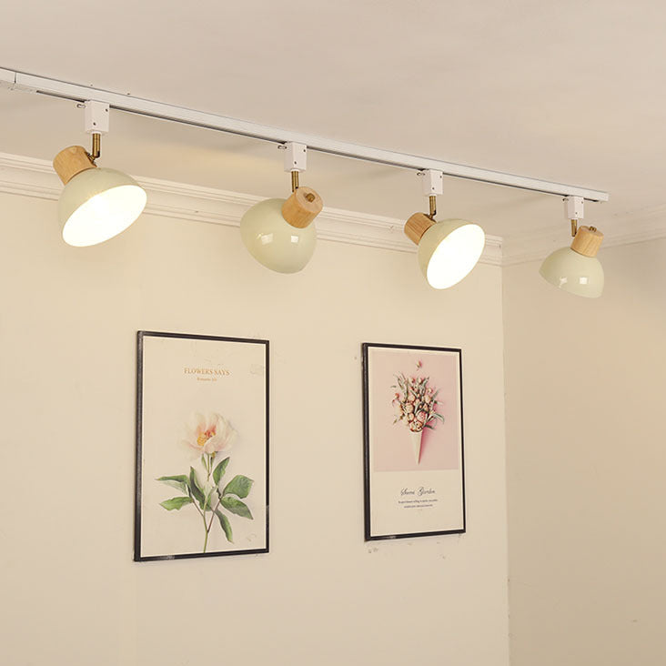 Zeitgenössische nordische Eisen-Holz-Schale Runde verstellbare 1/2/3/4/5 Licht-Schienenbeleuchtung Halbeinbau-Deckenleuchte für Esszimmer 