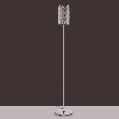 Lampe de sol moderne de luxe en fer avec cylindre en cristal à 1 lumière pour le salon 