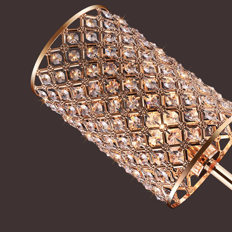 Lampe de sol moderne de luxe en fer avec cylindre en cristal à 1 lumière pour le salon 