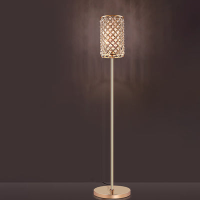 Lampe de sol moderne de luxe en fer avec cylindre en cristal à 1 lumière pour le salon 