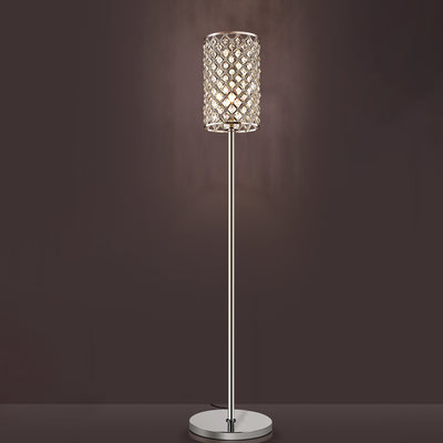 Lampe de sol moderne de luxe en fer avec cylindre en cristal à 1 lumière pour le salon 