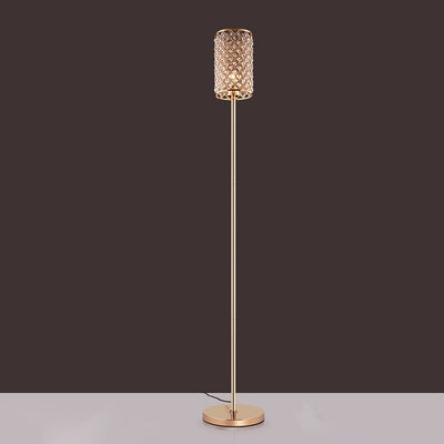 Lampe de sol moderne de luxe en fer avec cylindre en cristal à 1 lumière pour le salon 