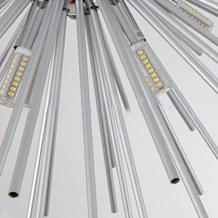 Zeitgenössische nordische Edelstahl-Hardware-Feuerwerkslinien 6-Licht Halbeinbau-Deckenleuchte für das Wohnzimmer 