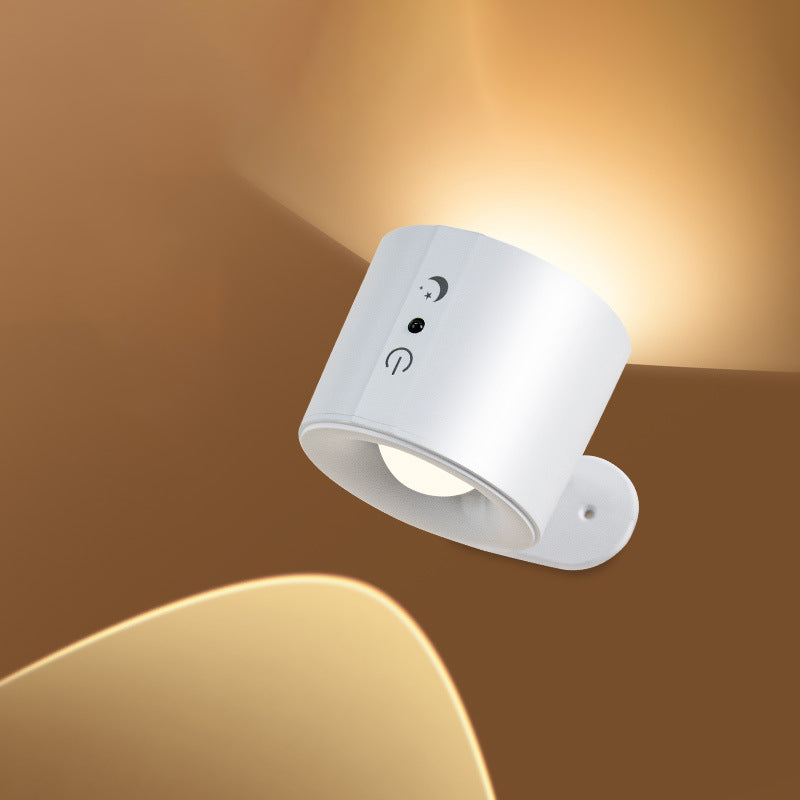 Lampe murale LED ronde en ABS PC rechargeable et rotative à simplicité moderne pour chevet 