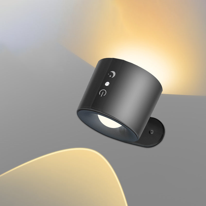 Moderne Einfachheit Wiederaufladbare Drehbare ABS PC Runde LED Wandleuchte Nachttischlampe Für das Bett 