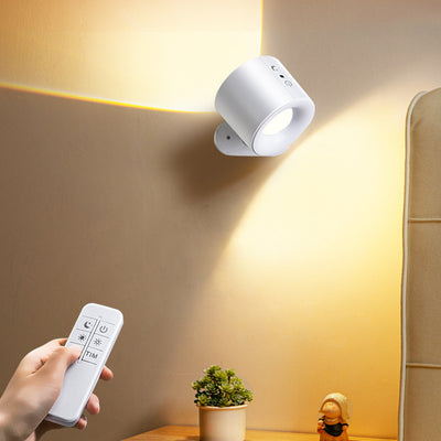 Lampe murale LED ronde en ABS PC rechargeable et rotative à simplicité moderne pour chevet 