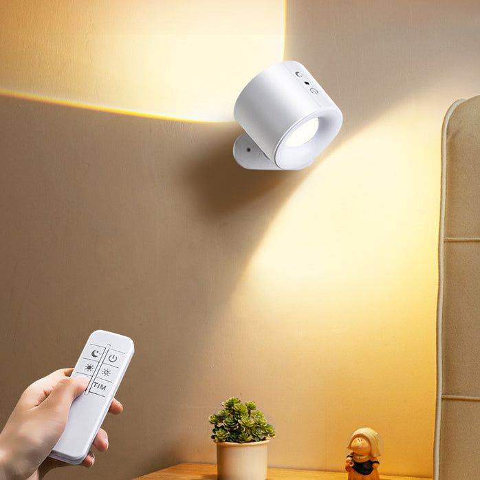 Lampe murale LED ronde en ABS PC rechargeable et rotative à simplicité moderne pour chevet 