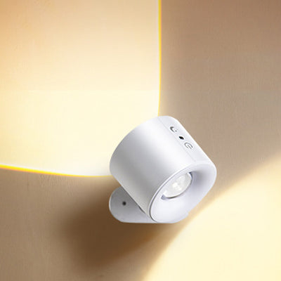 Lampe murale LED ronde en ABS PC rechargeable et rotative à simplicité moderne pour chevet 