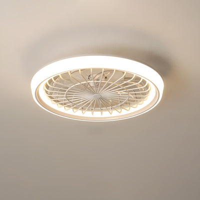 Ventilateur de plafond à LED semi-encastré rond en fer acrylique PE de simplicité moderne pour chambre 
