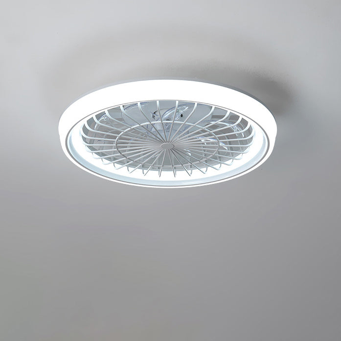 Ventilateur de plafond à LED semi-encastré rond en fer acrylique PE de simplicité moderne pour chambre 