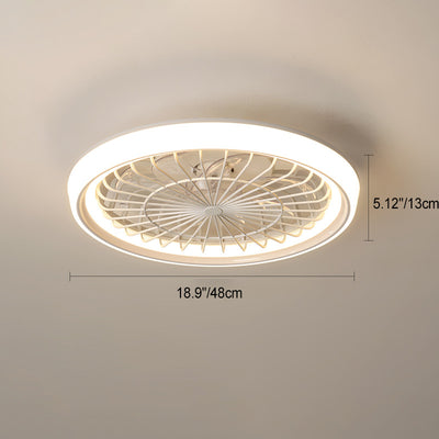 Ventilateur de plafond à LED semi-encastré rond en fer acrylique PE de simplicité moderne pour chambre 
