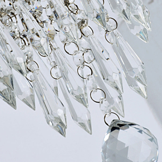 Modern Luxury Stainless Steel Crystal Square Round Bead LED Semi-Flush Mount Ceiling Light For Hallway
