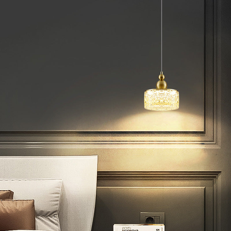 Suspension LED ronde en résine et acier inoxydable scandinave contemporain avec effet craquelé pour chevet 