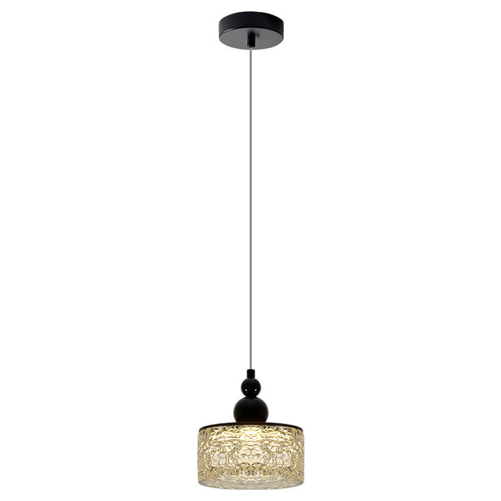 Contemporary Scandinavian Stainless Steel Resin Round Crackle LED Pendant Light For Bedside