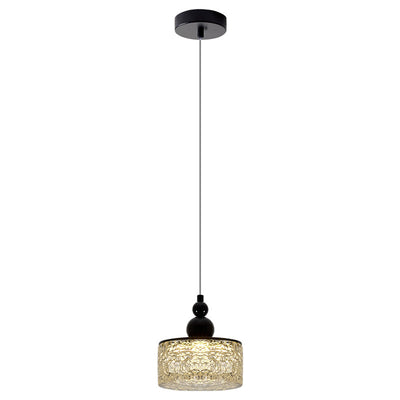Suspension LED ronde en résine et acier inoxydable scandinave contemporain avec effet craquelé pour chevet 