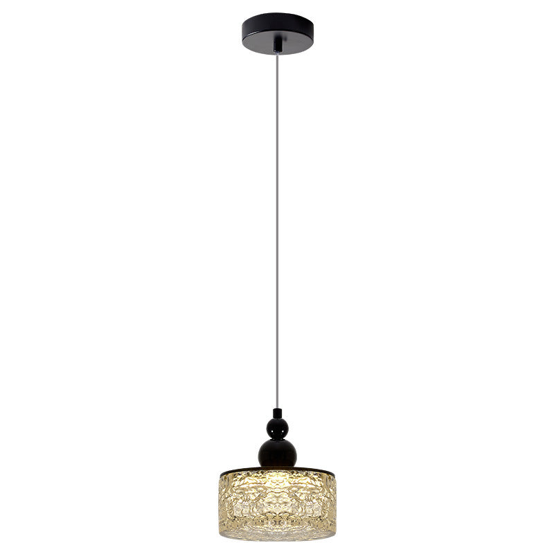 Suspension LED ronde en résine et acier inoxydable scandinave contemporain avec effet craquelé pour chevet 