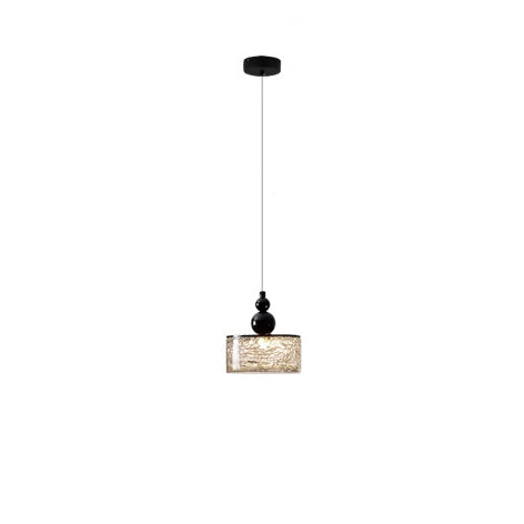 Suspension LED ronde en résine et acier inoxydable scandinave contemporain avec effet craquelé pour chevet 