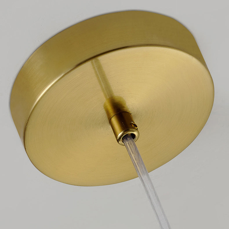 Suspension LED ronde en résine et acier inoxydable scandinave contemporain avec effet craquelé pour chevet 