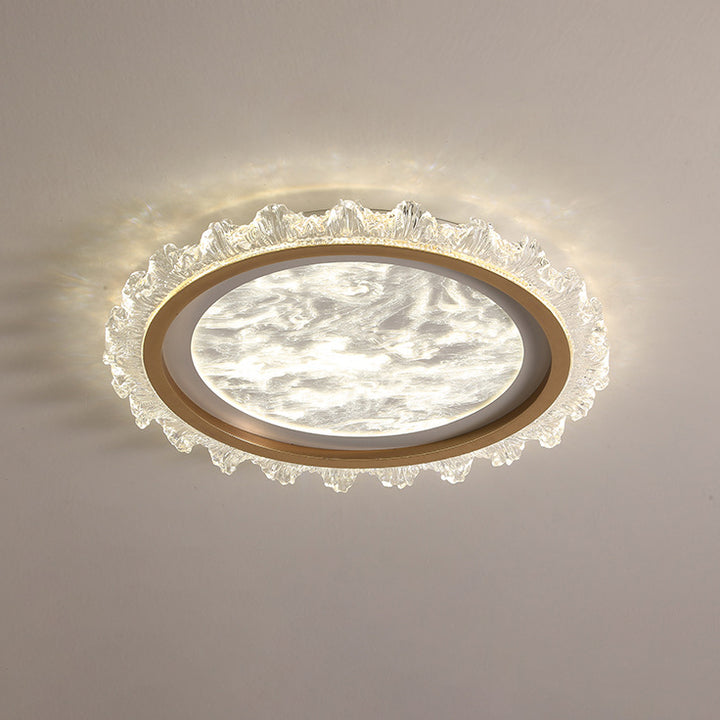 Contemporary Nordic Iron Aluminum Acrylic Round Mist LED Flush Mount Ceiling Light For Bedroom