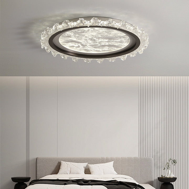 Plafonnier LED rond moderne en fer nordique contemporain en aluminium acrylique pour chambre à coucher 