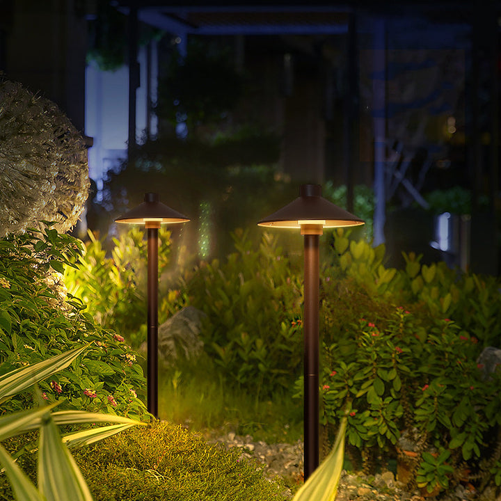 Moderne Einfachheit Wasserdichtes Aluminium-PC-Regenschirm Kegelförmige LED-Landschaftsbeleuchtung Außenleuchte für Garten 