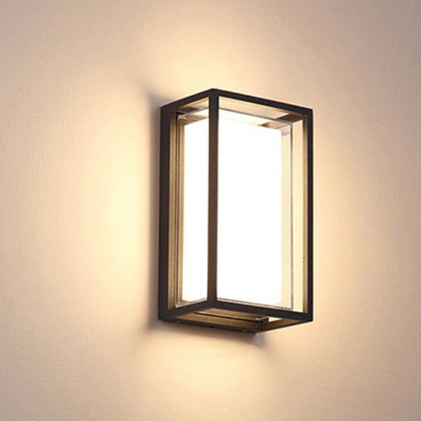 Applique murale LED rectangulaire en aluminium PC étanche minimaliste moderne pour patio extérieur 