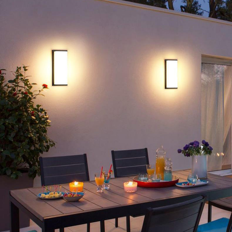 Applique murale LED rectangulaire en aluminium PC étanche minimaliste moderne pour patio extérieur 