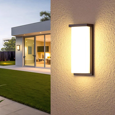 Applique murale LED rectangulaire en aluminium PC étanche minimaliste moderne pour patio extérieur 